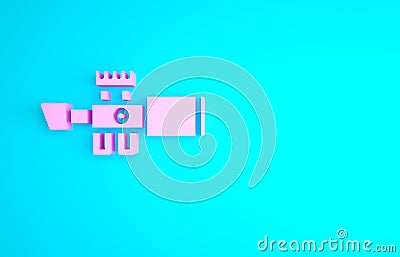 Pink Sniper optical sight icon isolated on blue background. Sniper scope crosshairs. Minimalism concept. 3d illustration Cartoon Illustration