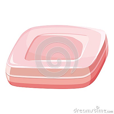 Pink soap bar icon, cartoon style Vector Illustration