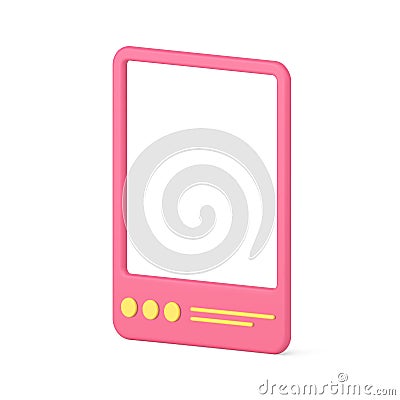 Pink social madia post frame 3d icon vector illustration Vector Illustration