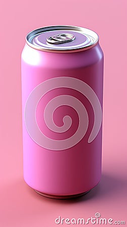 A pink soda can on a pink background. AI Stock Photo