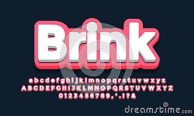 Pink soft dark with white 3d font effect or text effect design Vector Illustration