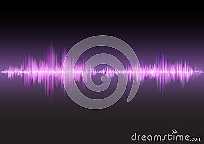 Pink sound waves glow light Vector Illustration