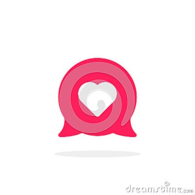 Pink speech bubble with heart Vector Illustration