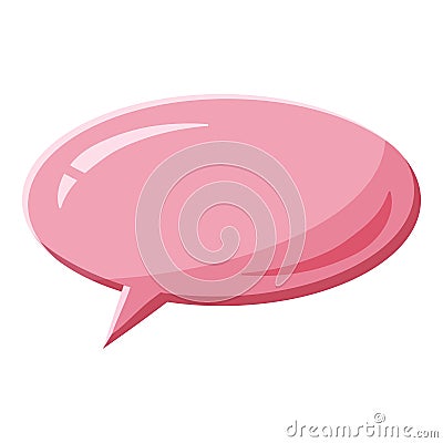 Pink speech bubble oval shape icon, cartoon style Vector Illustration