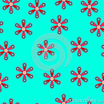 Pink spinner with six blades a flat style. Pattern Vector Illustration