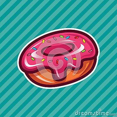 Pink Sprinkled Doughnut Vector Illustration