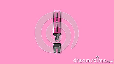 Pink stabillo marker flat design vector background illustration Vector Illustration