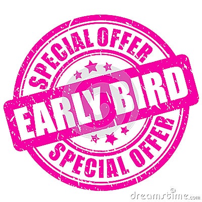 Pink stamp early bird Vector Illustration