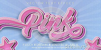 Pink star text effect editable light and soft text style Vector Illustration