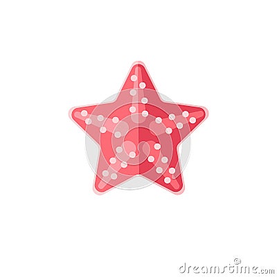 Pink Starfish Primitive Style Childish Sticker Vector Illustration