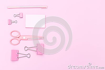 Pink stationery on a pink background. Geometric style Stock Photo