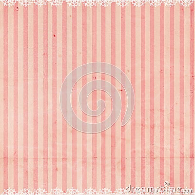 Pink Striped Background with Lace trim Stock Photo