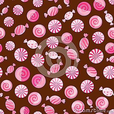 Pink striped candy seamless pattern Vector Illustration