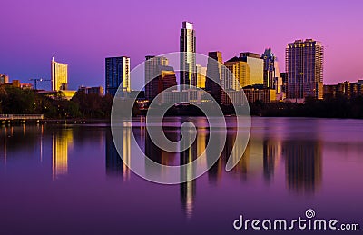 Pink Sunrise Over Central Austin Texas Skyline perfection Editorial Stock Photo