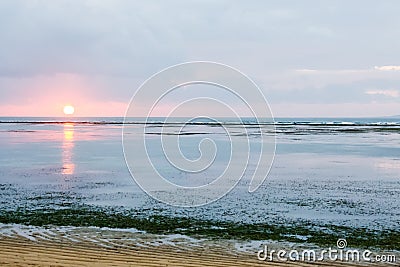 Pink sunrise in South Pacific, landscape Stock Photo