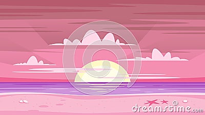 Pink sunset background. Vector Illustration