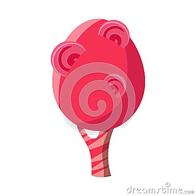 Pink sweet candy tree with lollipops. Colorful cartoon vector Illustration Vector Illustration