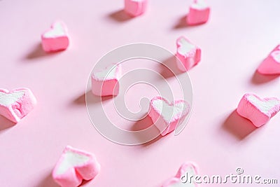 Pink Sweet Marshmallow, on Pink Pastel Coloured Background Stock Photo