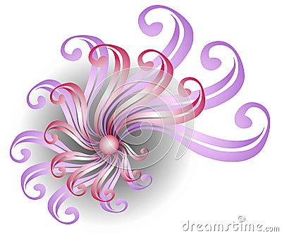 Pink Swirling Ribbon Design Cartoon Illustration