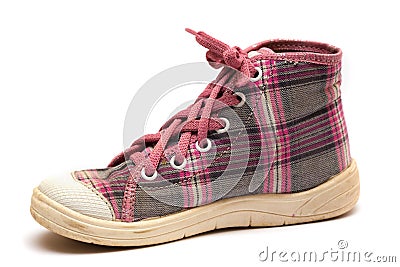 Pink tartan gumshoes Stock Photo