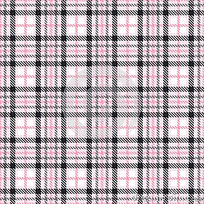 Pink tartan seamless vector patterns. Checkered plaid texture. Geometrical square background for fabric Vector Illustration