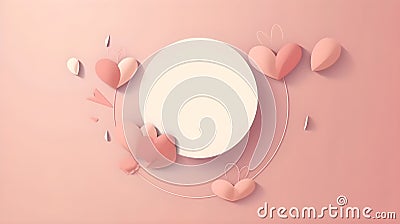 Pink template copy space circle shape, love ornament design element background. Valentines day, birthday, wedding anniversary, Stock Photo