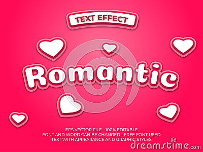 Pink text effect editable. Text font effect romantic comic style Vector Illustration