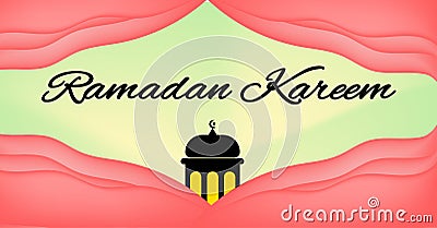 pink theme ramadan kareem greeting card templete islamic big day poster marhaban ya ramadhan Vector Illustration