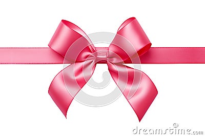 Pink tied silk ribbon on transparent background Stock Photo