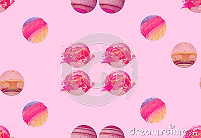 Pastel Pink Globes Seamless Repeating Pattern Stock Photo