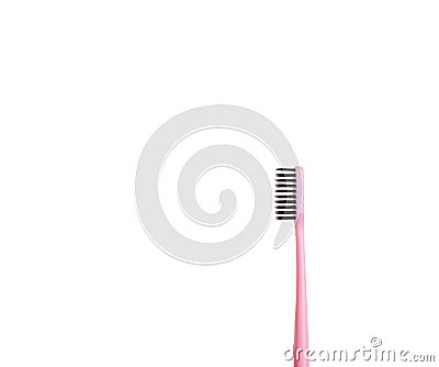 The pink tooth brushing cheek is isolated on a white background Stock Photo