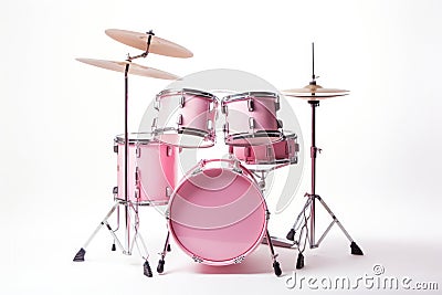 Pink Toy Toy Drum Set White Background Stock Photo