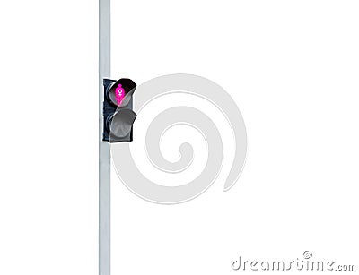 Traffic light depicting a woman in pink with a sign of feminism. Stock Photo