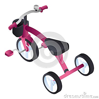 Pink tricycle icon, isometric style Vector Illustration