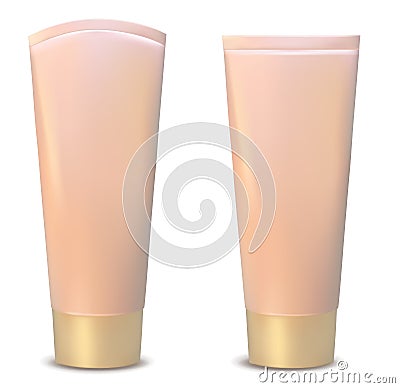 Pink tube for cream or toothpaste Vector Illustration