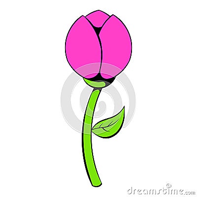 Pink tulip icon, icon cartoon Vector Illustration