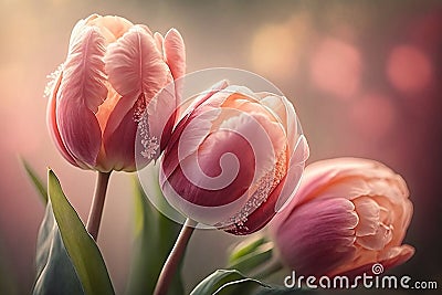 Pink tulip petal perfection, created with generative AI Stock Photo