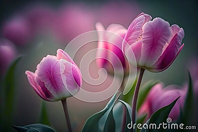 Pink tulip petal perfection, created with generative AI Stock Photo