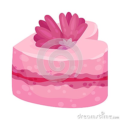 Pink heart shaped cake. Vector illustration on a white background. Vector Illustration