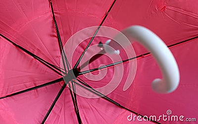 Pink umbrella shot from inside Stock Photo