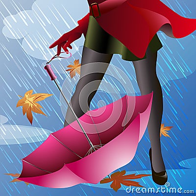 Pink Umbrella Vector Illustration
