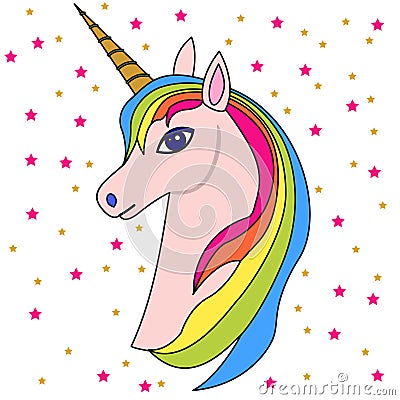 Pink unicorn head 2 Vector Illustration
