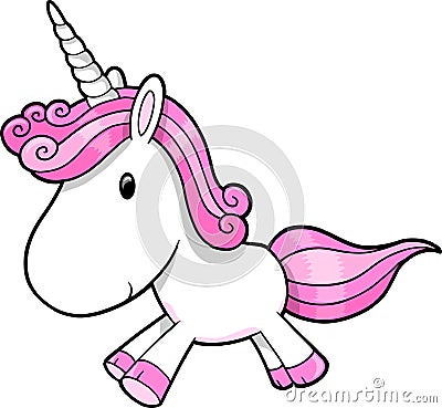 Pink Unicorn vector Vector Illustration