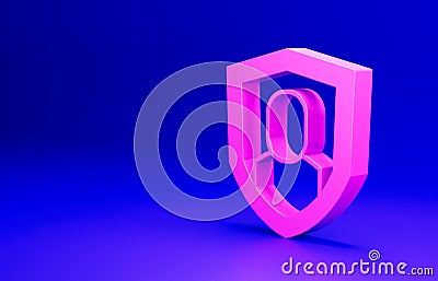Pink User protection icon isolated on blue background. Secure user login, password protected, personal data protection Cartoon Illustration
