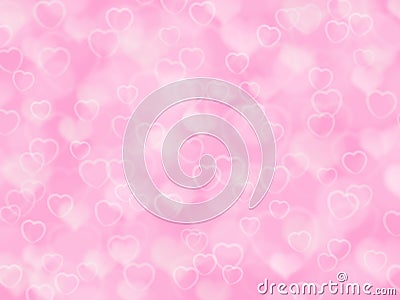 Pink valentine background with boke and hearts Stock Photo