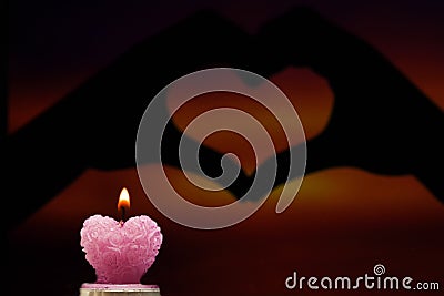 Pink valentine candles Stock Photo