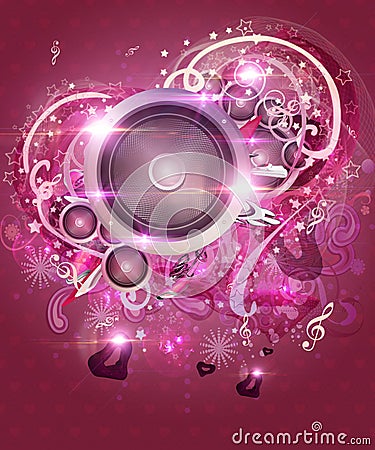 Pink valentine music background Stock Photo