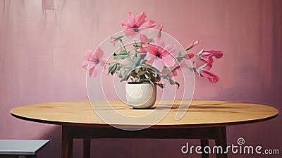 Pink Vase On Table: Bess Hamiti, Xu Beihong, Casey Weldon Inspired Art Stock Photo