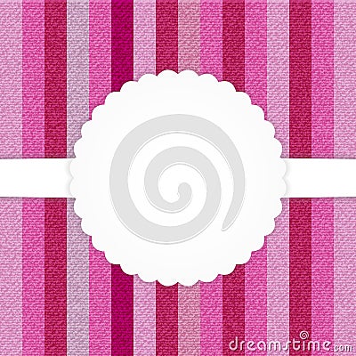 Pink vertical stripped jeans card Vector Illustration