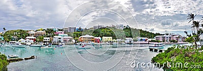 The pink village of Flatts in Bermuda Editorial Stock Photo